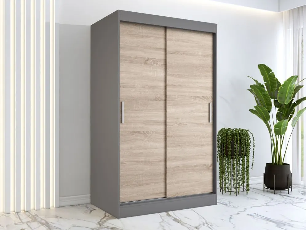 Szafa przesuwna MODUO COMFORT 120 antracyt/dąb sonoma gładka do sypialni | MIRAT. w stylu kolekcja MODUO COMFORT