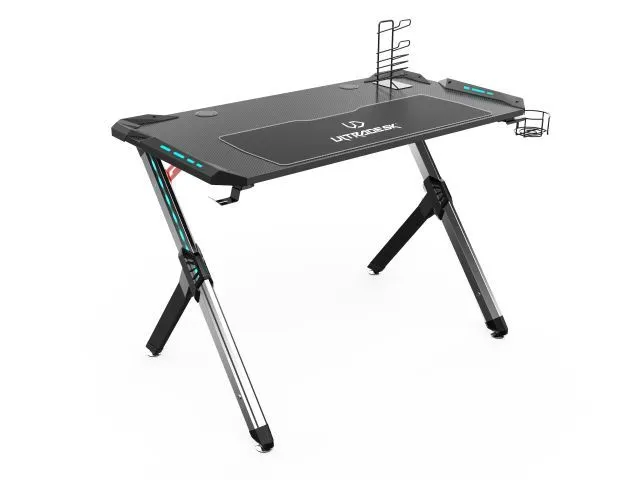 Biurko STAR czarne gamingowe z oświetleniem LED RGB | MIRAT.