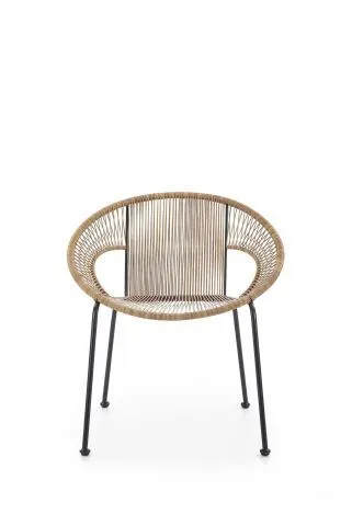 Nowoczesne ogrodowe krzesło z rattanu syntetycznego z metalowymi nogami BARI