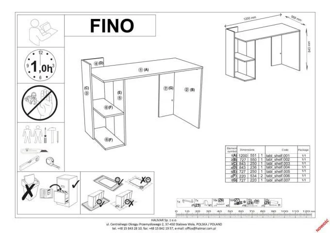 Instrukcja montażu biurka FINO