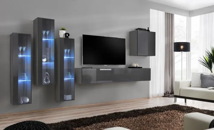 Meblościanka SWITCH XIII wisząca z przeszklonymi witrynami | MIRAT. w stylu kolekcja SWITCH