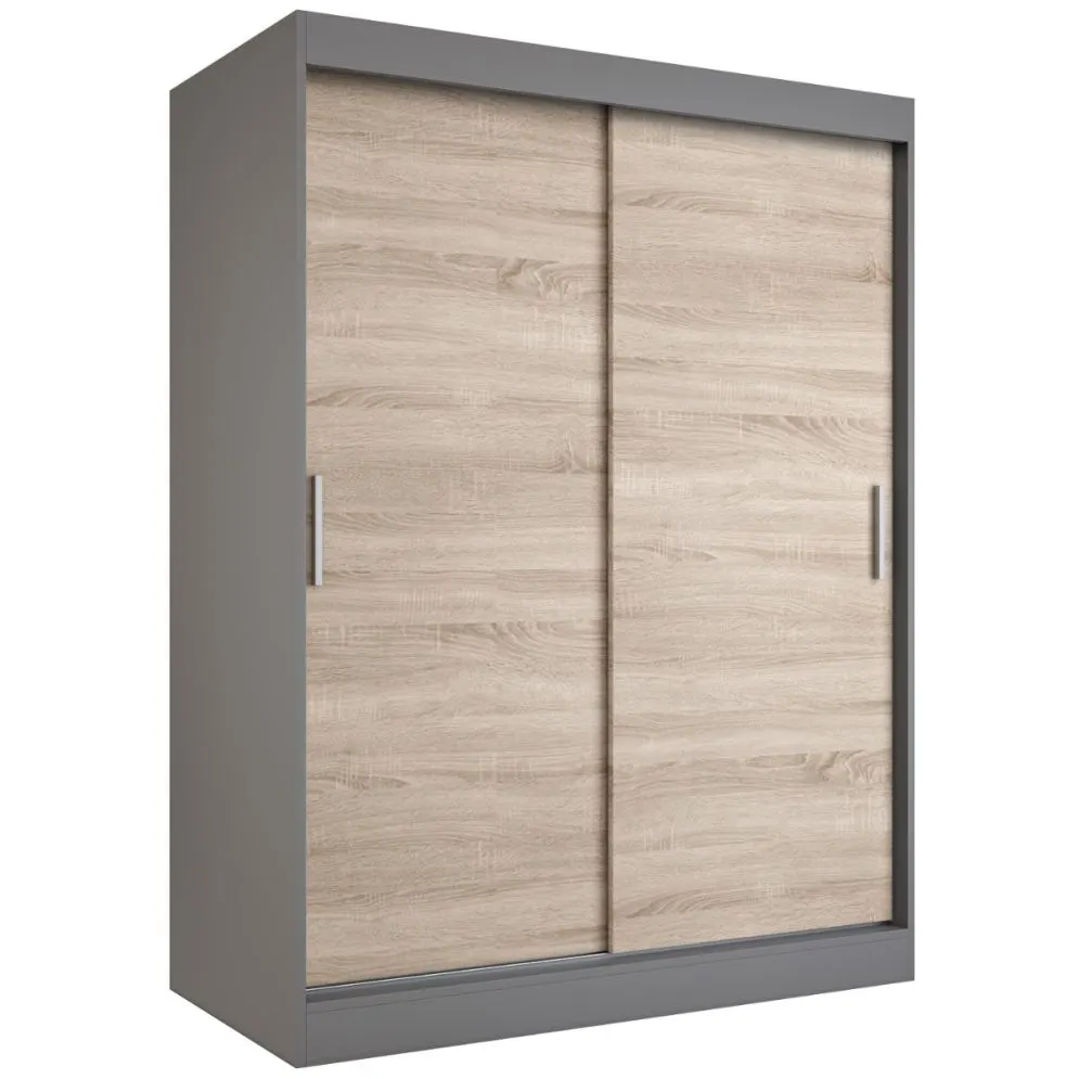 Szafa przesuwna MODUO COMFORT 150 antracyt/dąb sonoma gładka do sypialni | MIRAT. w stylu  kolekcja MODUO COMFORT