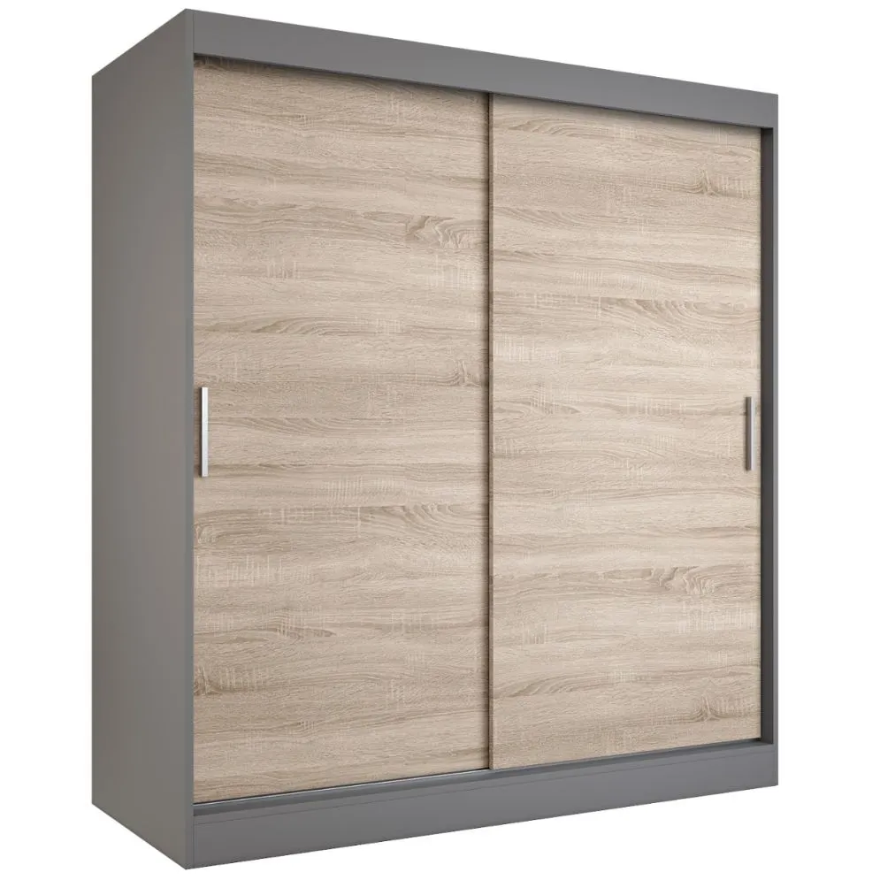 Szafa przesuwna MODUO COMFORT 180 antracyt/dąb sonoma gładka do sypialni | MIRAT.  kolekcja MODUO COMFORT