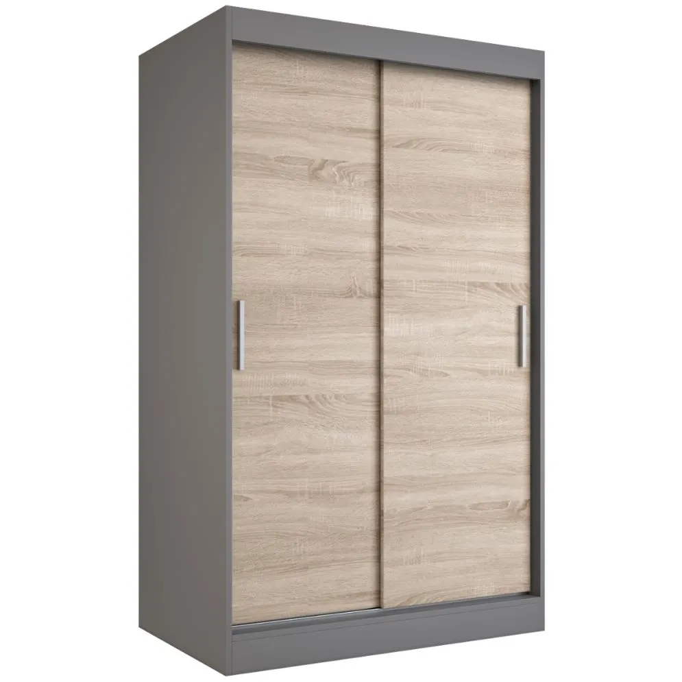 Szafa przesuwna MODUO COMFORT 120 antracyt/dąb sonoma gładka do sypialni | MIRAT. w stylu kolekcja MODUO COMFORT