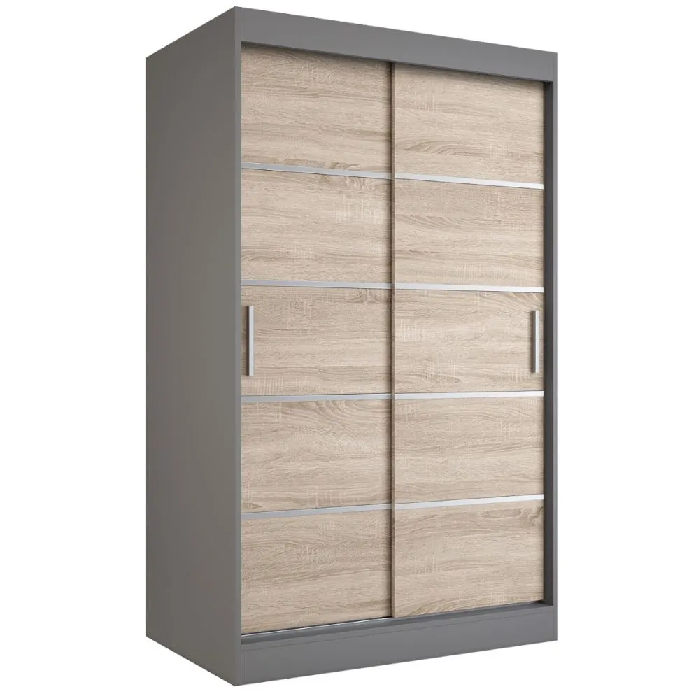 Szafa przesuwna MODUO COMFORT 120 antracyt/dąb sonoma z dekoracyjnymi listwami | MIRAT. w stylu  kolekcja MODUO COMFORT