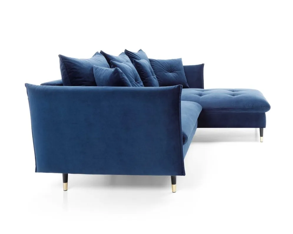 Narożnik z funkcją spania ATENA granatowy pikowany I sklep meblowy MIRAT. styl GLAMOUR