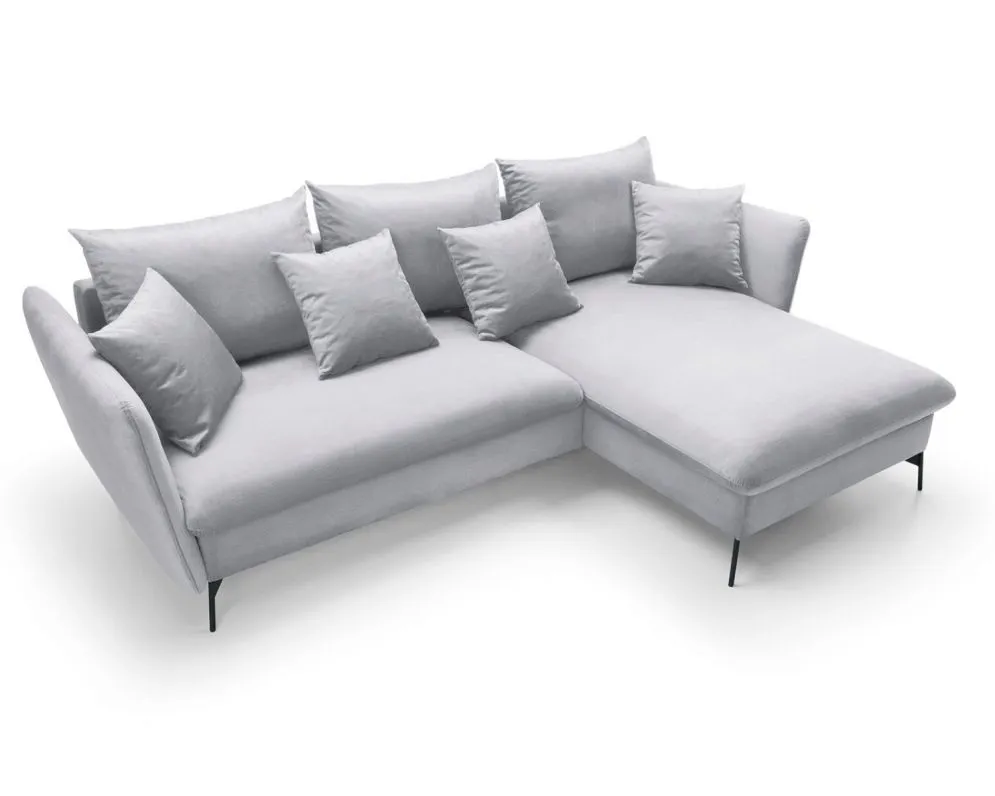 Narożnik z funkcją spania LINDA VELVET szary prawy typu-L I sklep meblowy MIRAT.