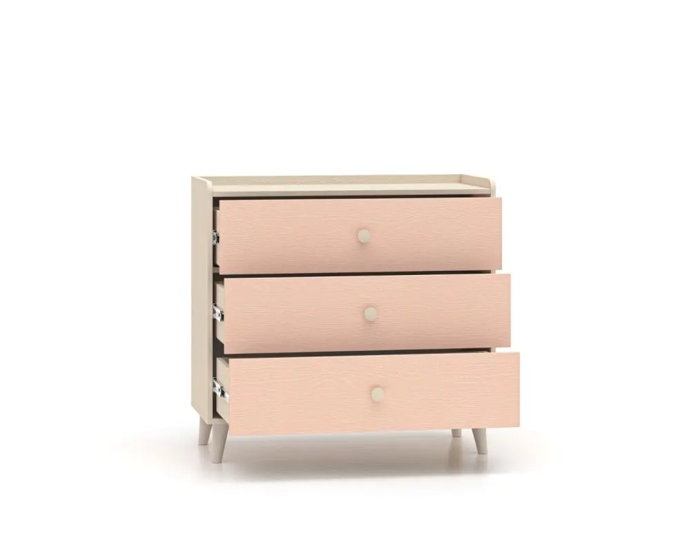 Komoda dziecięca MEVEL 06 różowa I sklep meblowy MIRAT. styl PASTELE kolekcja MEVEL