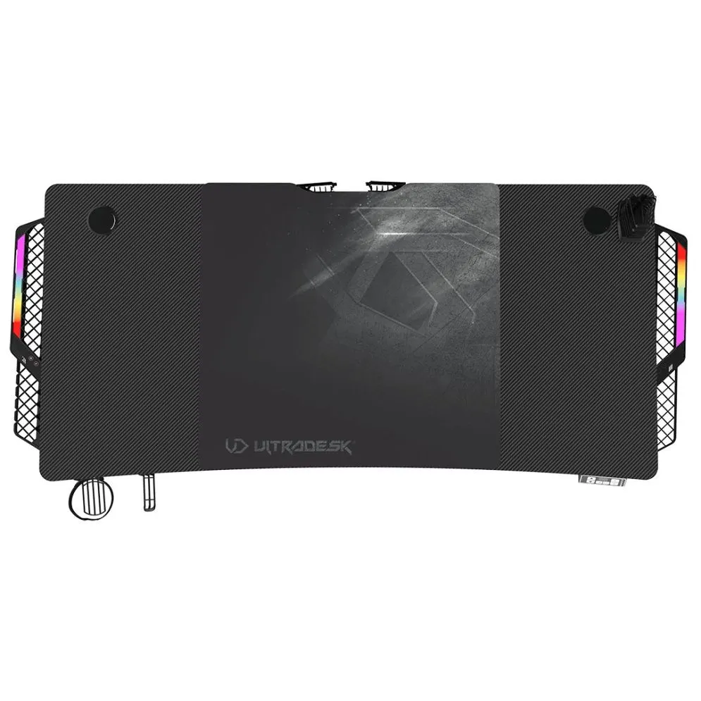 Biurko gamingowe LEVEL V2 LED czarne ULTRADESK | MIRAT.