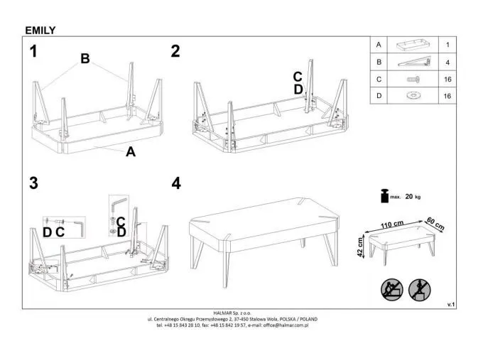 Ława EMILY beton na nogach ze stali malowanej proszkowo | MIRAT. styl LOFT