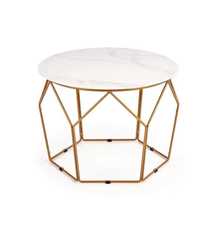 Ława MADISON 60x60 biały marmur/złota geometryczna w stylu glamour | MIRAT. w stylu GLAMOUR kolekcja