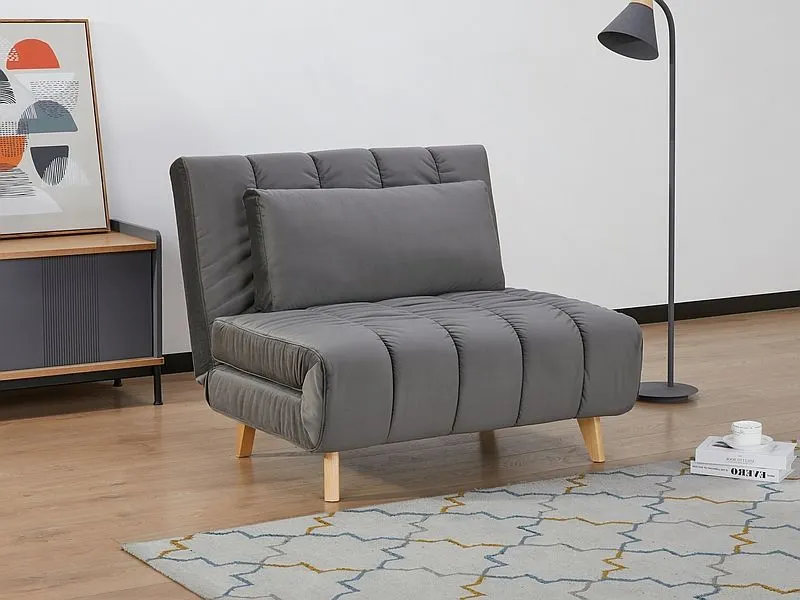 Fotel rozkładany BILLY VELVET szary z funkcją spania | MIRAT.