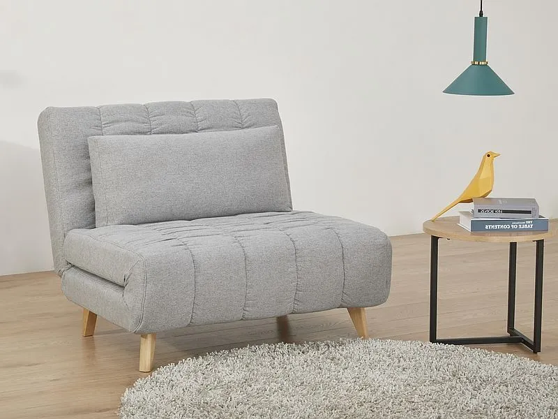 Fotel rozkładany BILLY szary z poduszką do salonu | MIRAT.