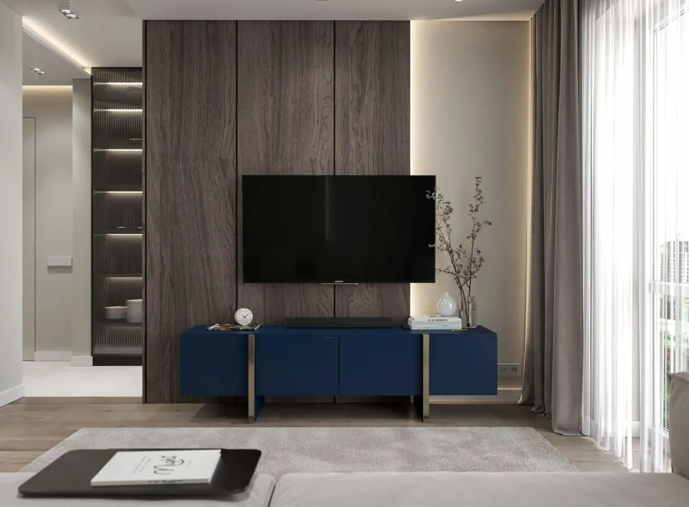 Szafka RTV GRANT 180cm granatowy mat glamour I sklep meblowy MIRAT. styl GLAMOUR