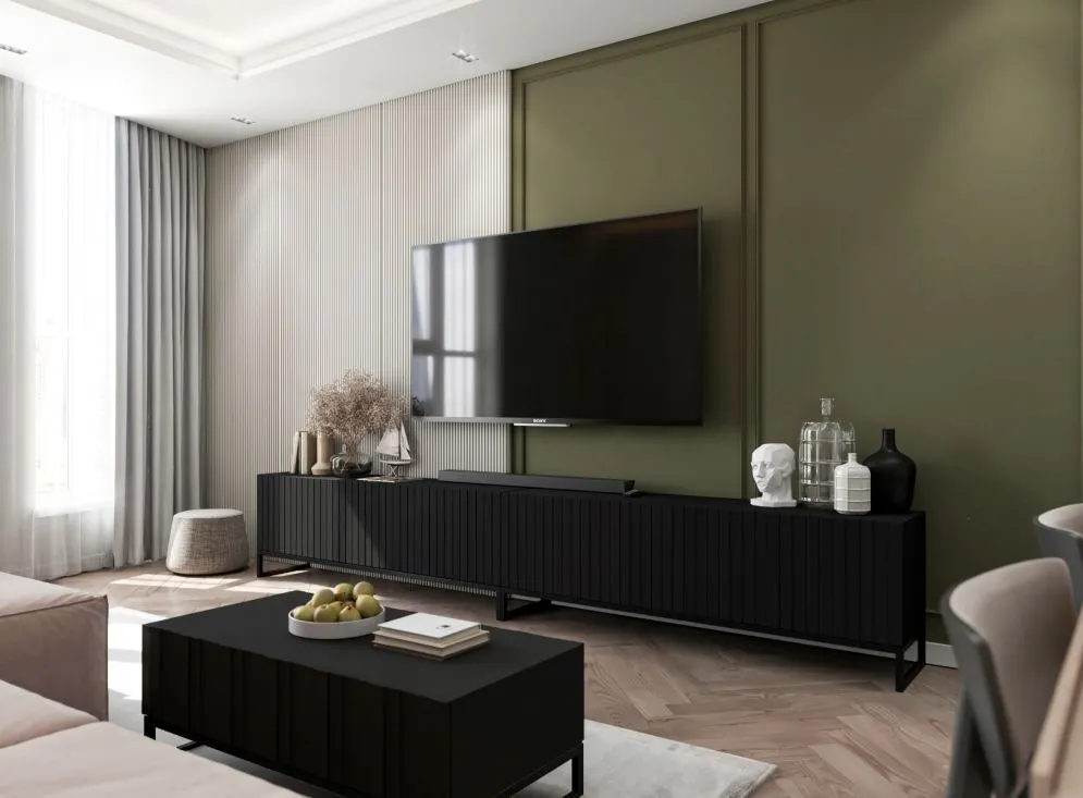 Stolik kawowy TAL 3D 110x54cm czarny mat w stylu loft I sklep meblowy MIRAT. styl LOFT, RYFLOWANY kolekcja TAL