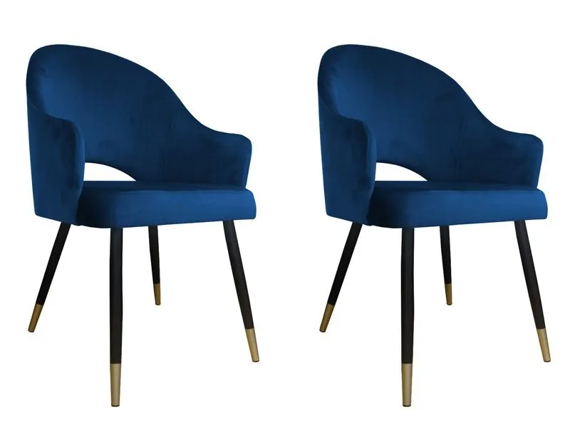 Zestaw krzeseł JENISEJ VELVET GOLD 2 szt granatowe w stylu glamour | MIRAT. w stylu GLAMOUR kolekcja