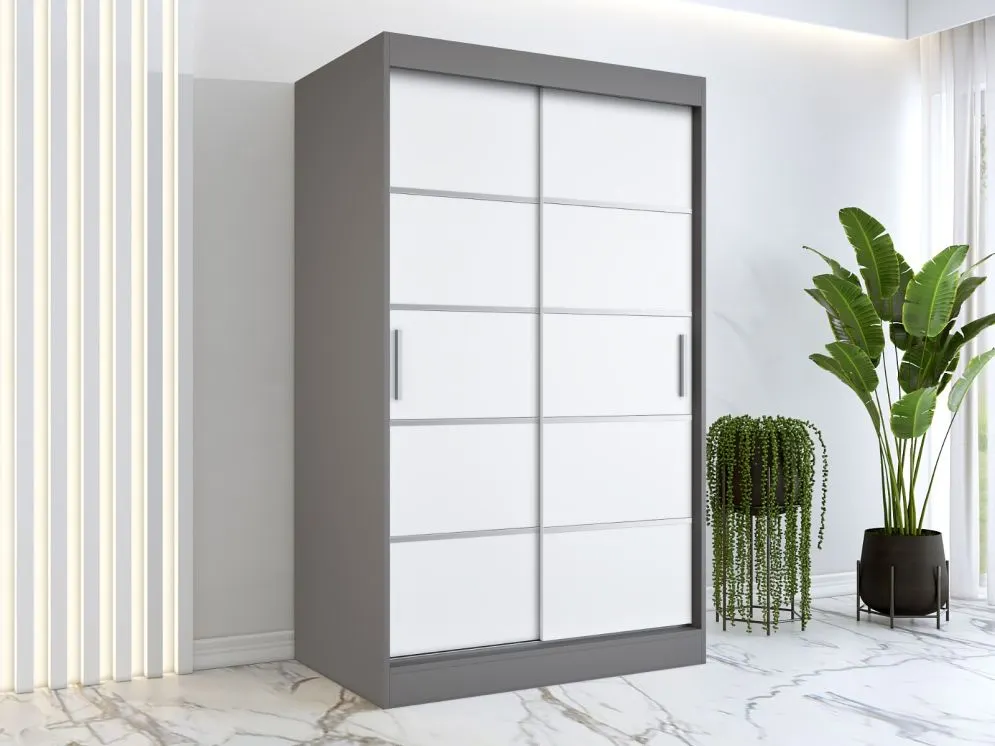 Szafa przesuwna MODUO COMFORT 120 antracyt/biała mat z ozdobnymi listwami | MIRAT. w stylu kolekcja MODUO COMFORT