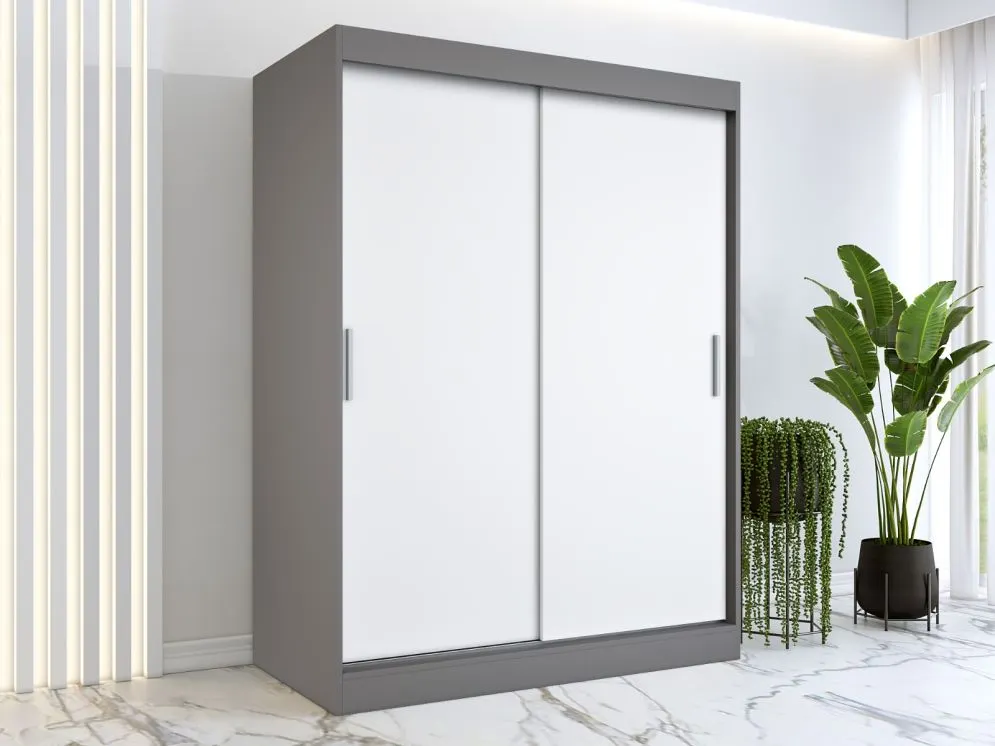 Szafa przesuwna MODUO COMFORT 150 antracyt/biała mat gładka do sypialni | MIRAT. w stylu kolekcja MODUO COMFORT