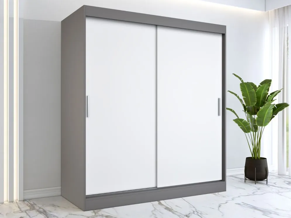 Szafa przesuwna MODUO COMFORT 180 antracyt/biała mat gładka do sypialni | MIRAT.  kolekcja MODUO COMFORT