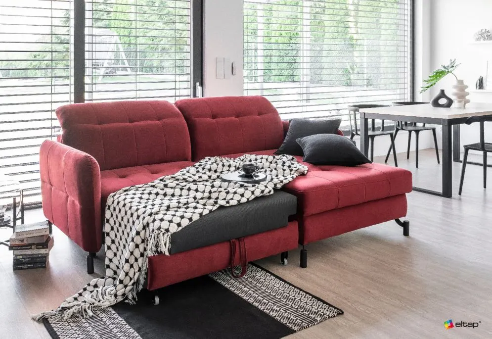 Narożnik z funkcją spania LORELLE VELVET szary lewy w stylu glamour | MIRAT. w stylu GLAMOUR kolekcja