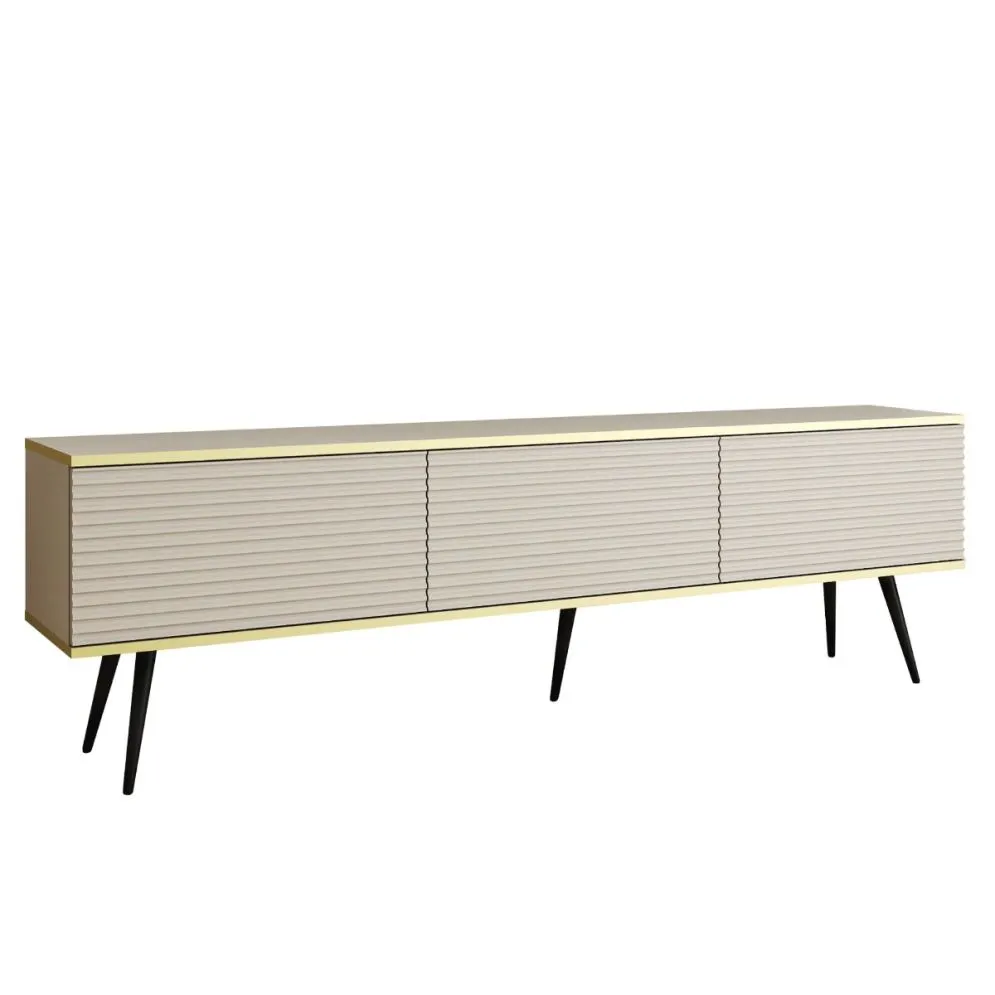 Szafka RTV KARL 3D 175cm wisząca/stojąca kaszmirowy mat  I sklep meblowy MIRAT. styl GLAMOUR, RYFLOWANY