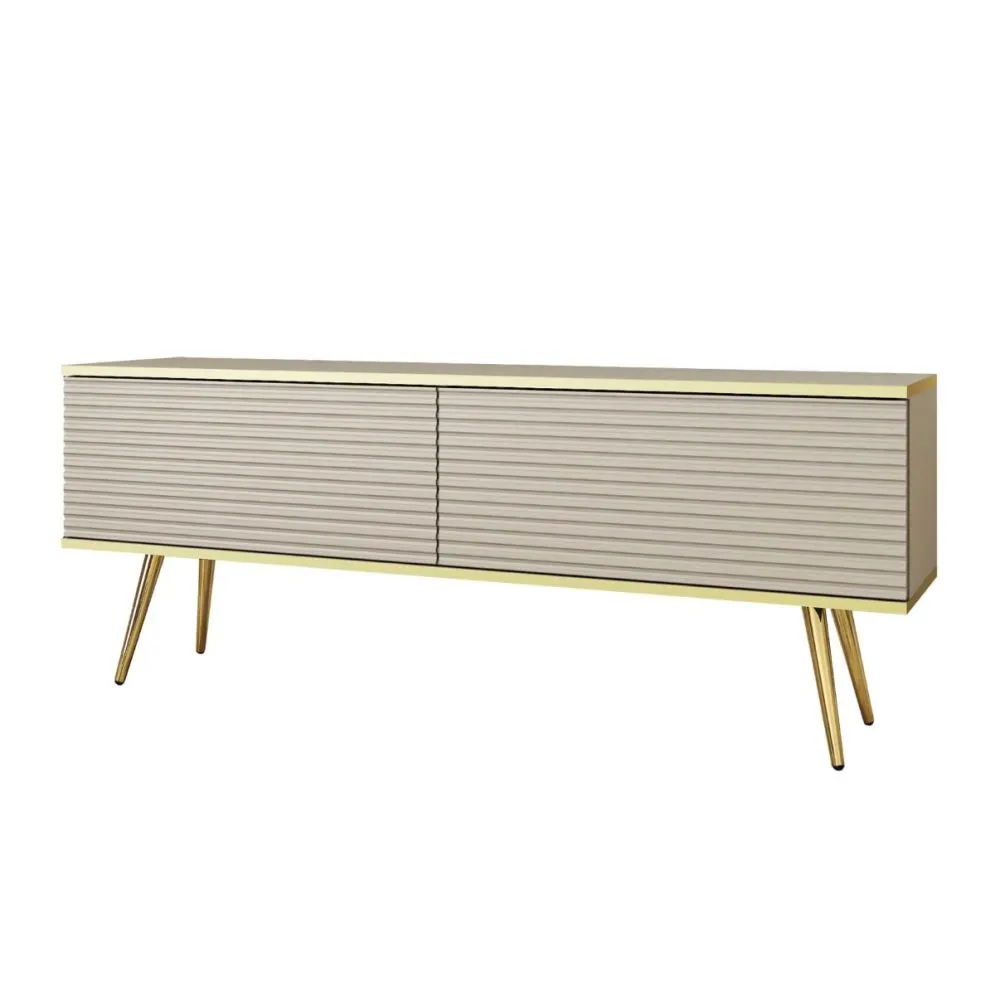 Szafka RTV KARL 3D 135cm wisząca/stojąca kaszmirowy mat I sklep meblowy MIRAT. styl GLAMOUR, RYFLOWANY