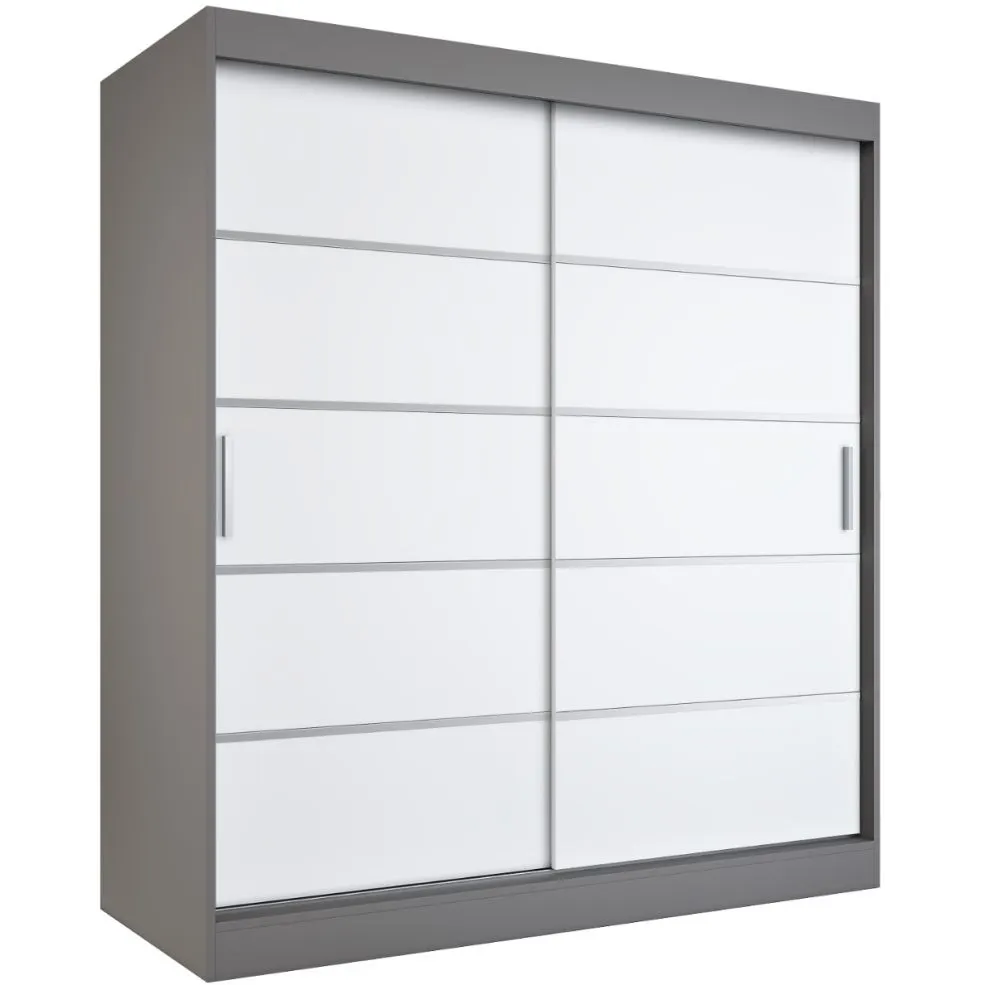 Szafa przesuwna MODUO COMFORT 180 antracyt/biała mat z ozdobnymi listwami | MIRAT.  kolekcja MODUO COMFORT