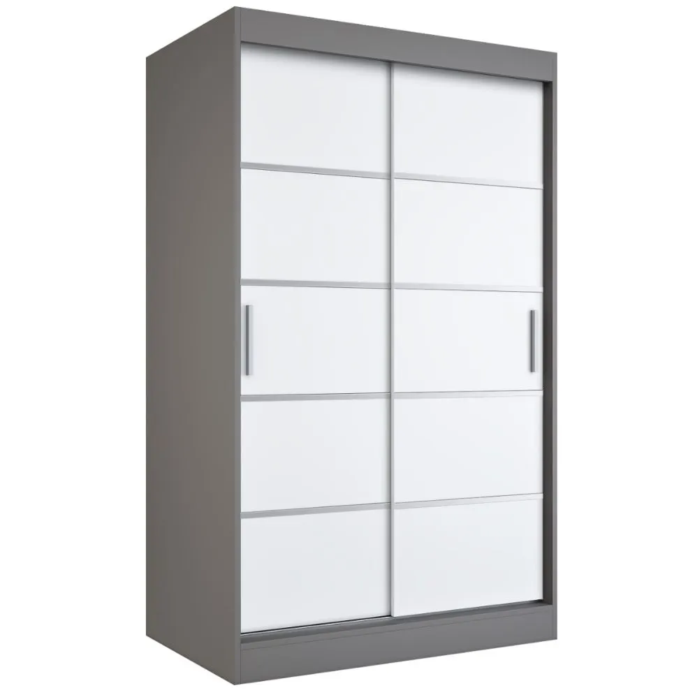 Szafa przesuwna MODUO COMFORT 120 antracyt/biała mat z ozdobnymi listwami | MIRAT. w stylu kolekcja MODUO COMFORT