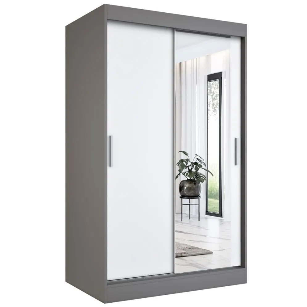 Szafa przesuwna MODUO COMFORT 120 antracyt/biała mat z lustrem po prawej | MIRAT. w stylu  kolekcja MODUO COMFORT