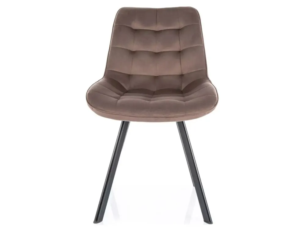 Eleganckie krzesło Monti Velvet cappuccino na czarnych nogach | MIRAT