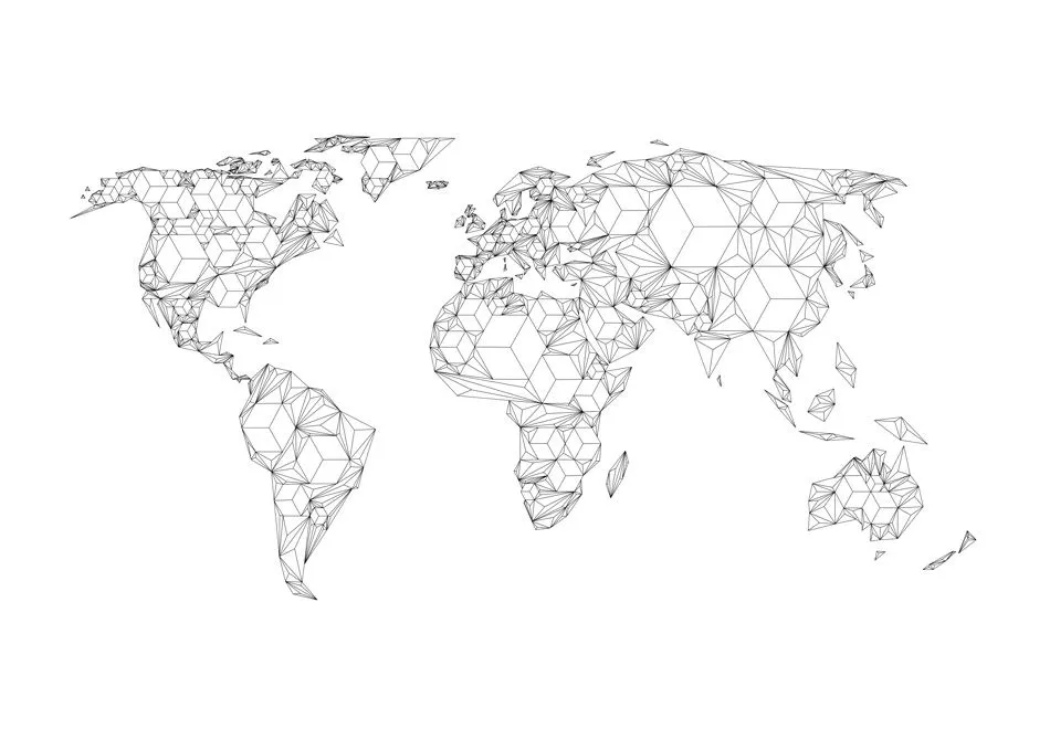 Fototapeta - Map of the World - white solids-2