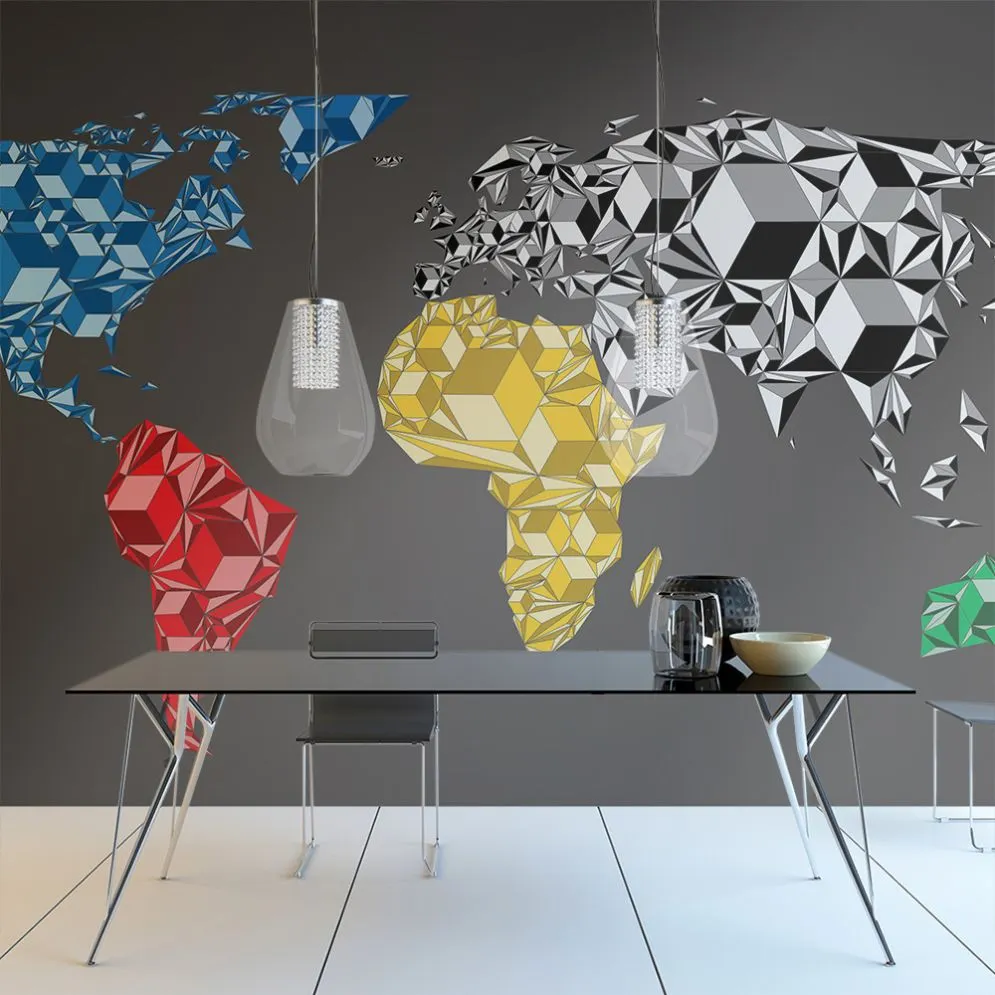 Fototapeta - Map of the World - colorful solids-1