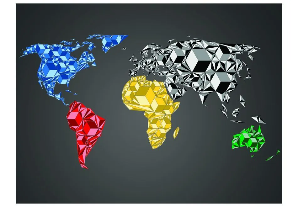 Fototapeta - Map of the World - colorful solids-2