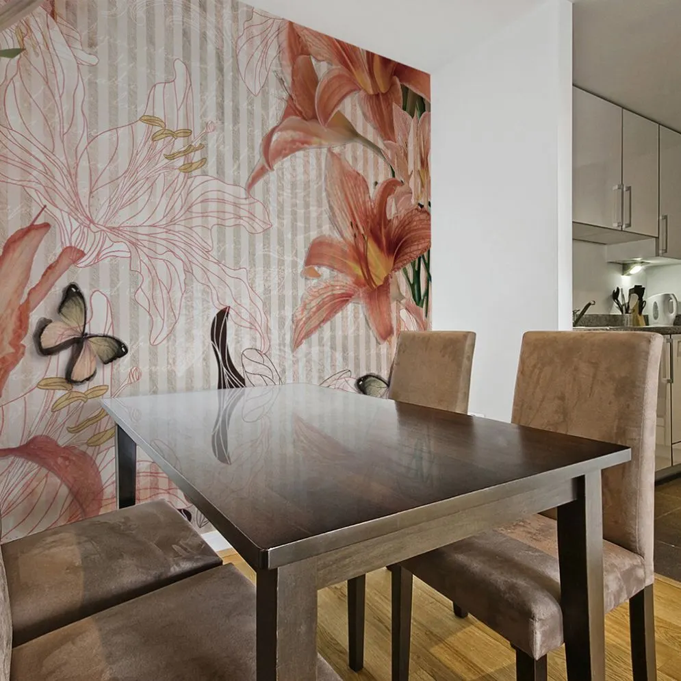 Fototapeta - Kwiaty i motyle-1