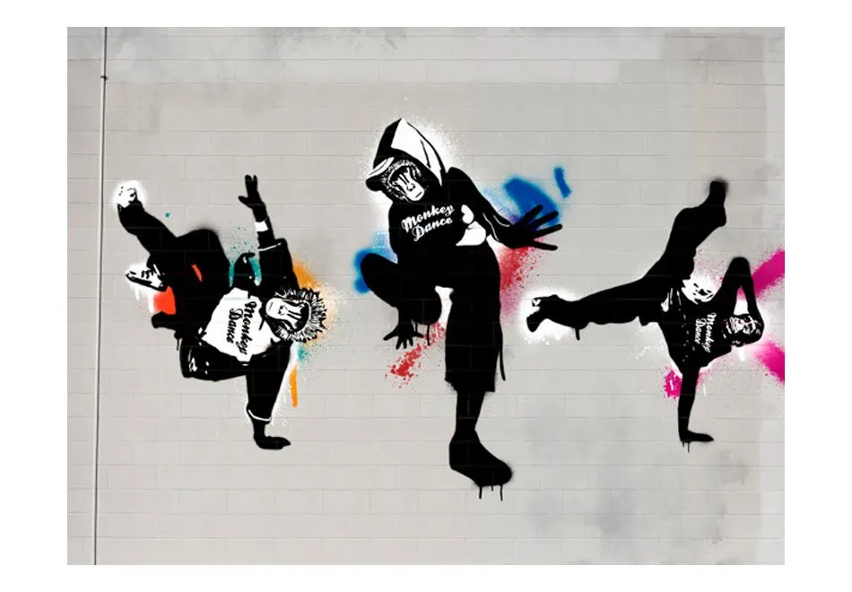 Fototapeta - Monkey dance - street art-2