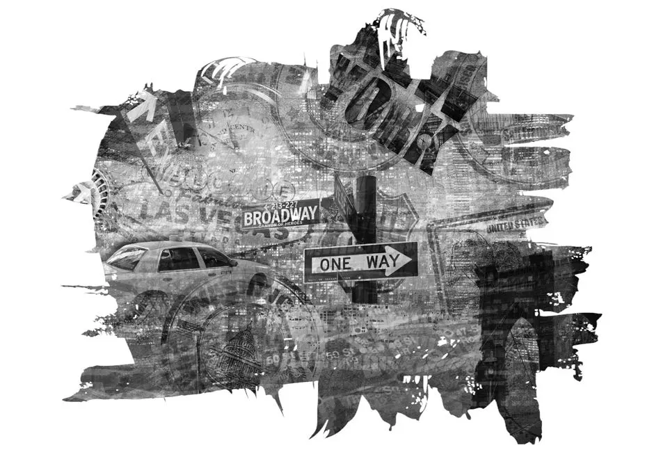 Fototapeta - Black-and-white New York collage-2