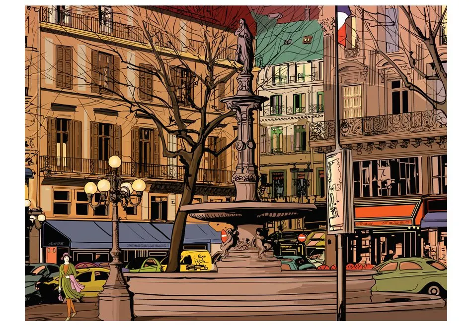 Fototapeta - Walk through the French square-2