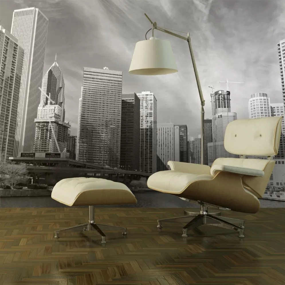 Fototapeta - Panorama Chicago (black and white)-1