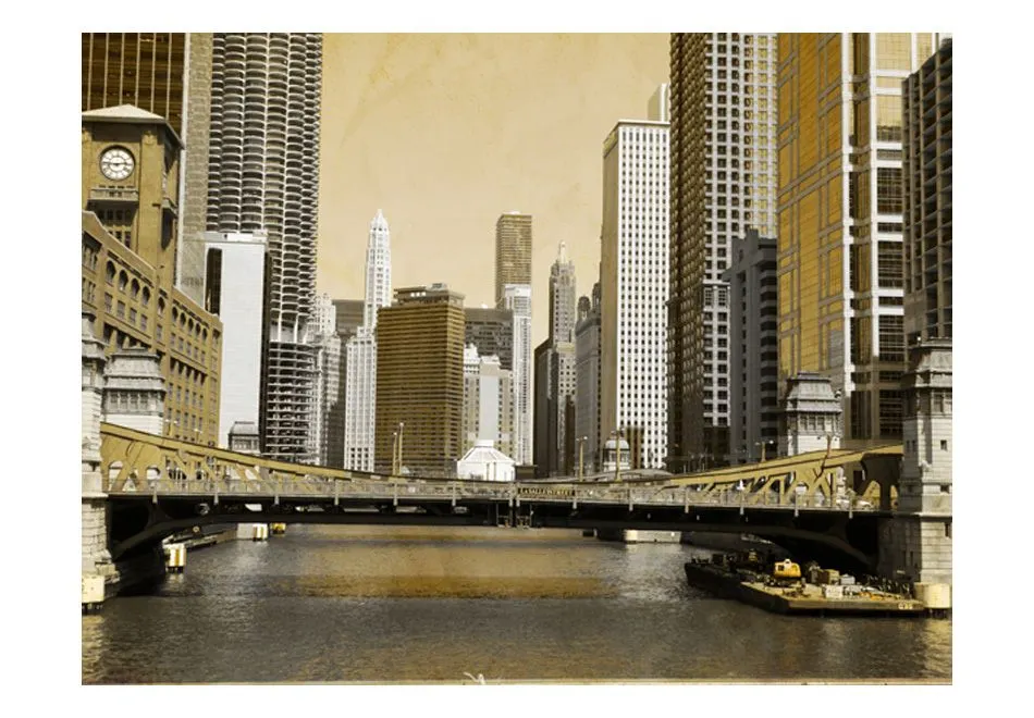 Fototapeta - Most w Chicago (efekt vintage)-2
