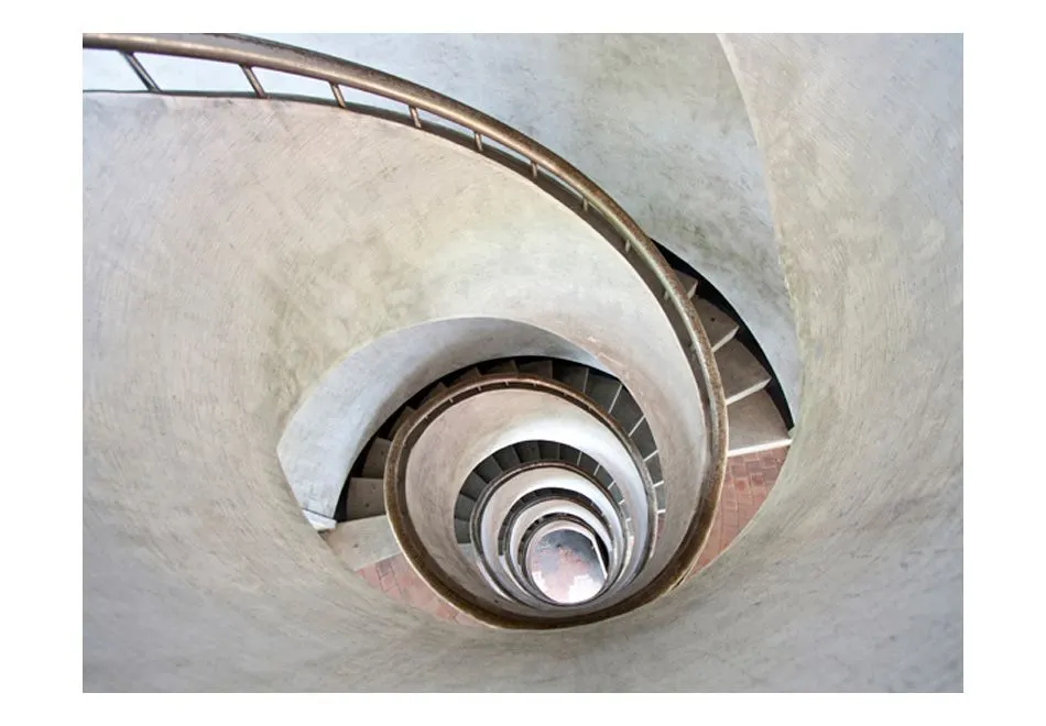 Fototapeta - White spiral stairs-2