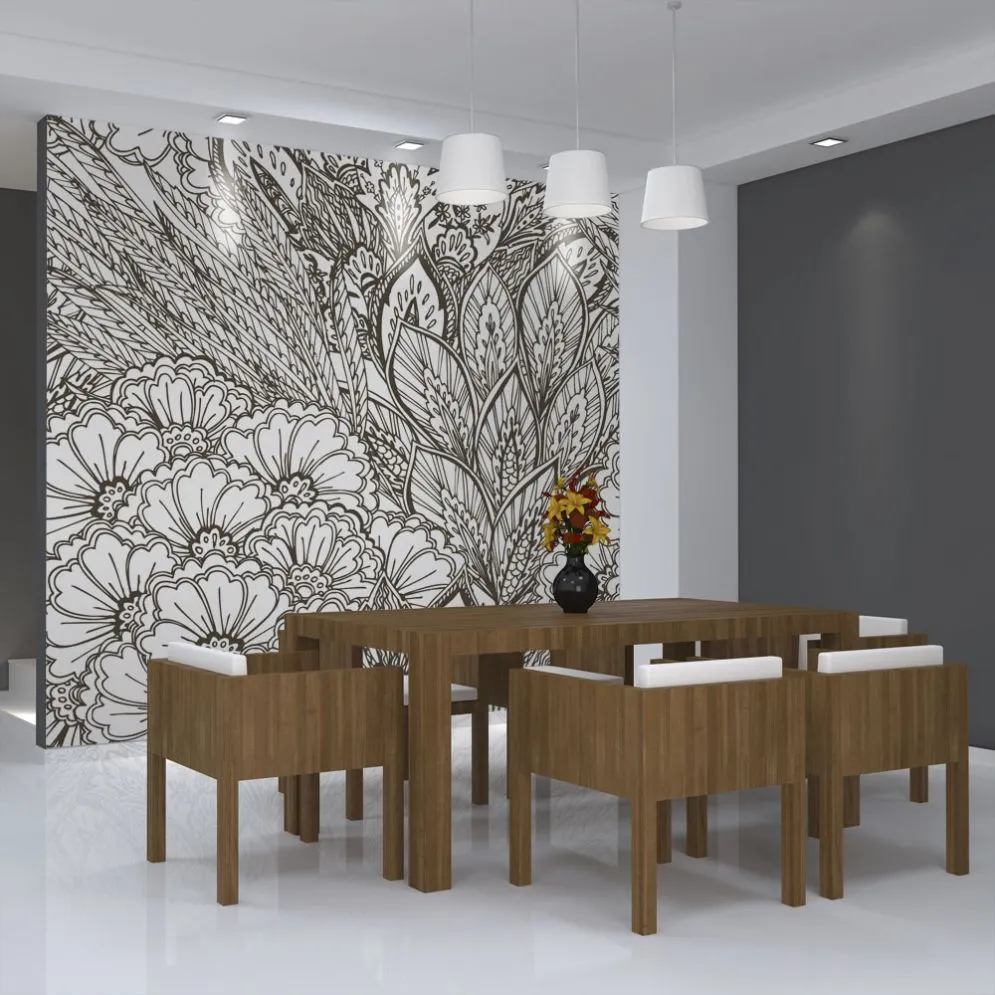 Fototapeta - łąka (czarno-biały)-1