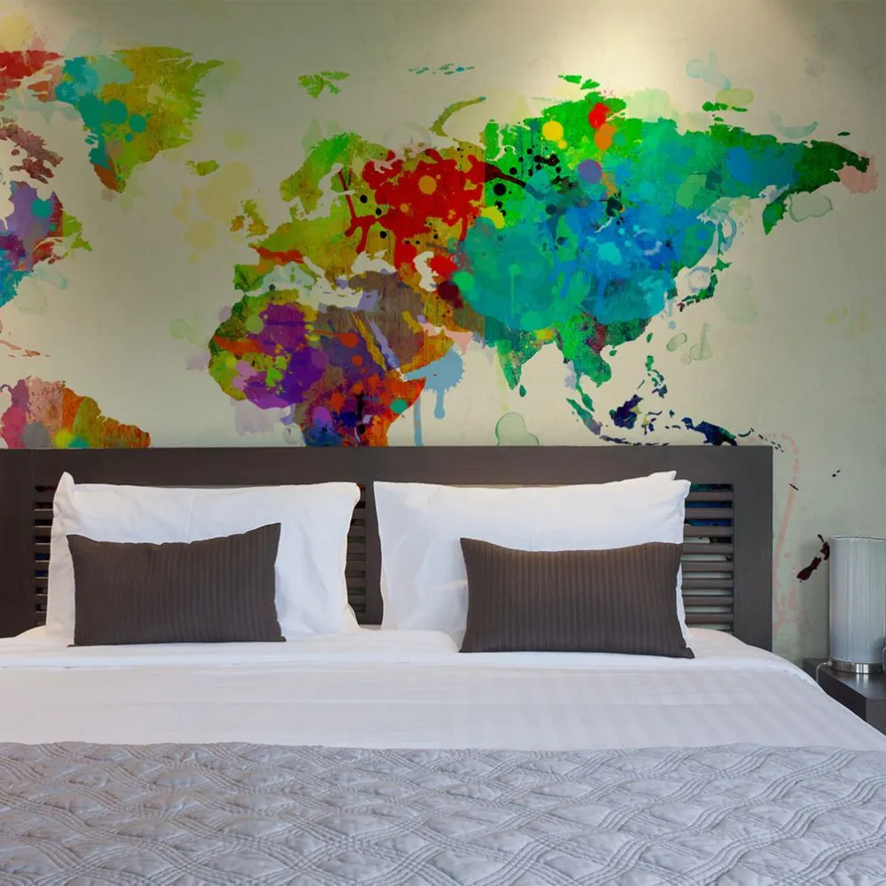 Fototapeta - Paint splashes map of the World-1
