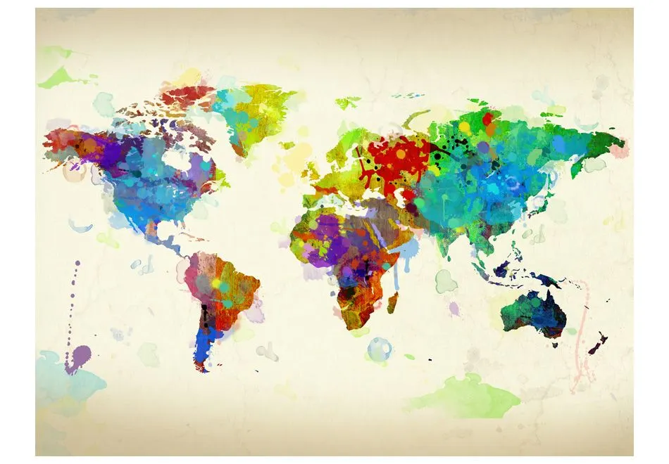 Fototapeta - Paint splashes map of the World-2