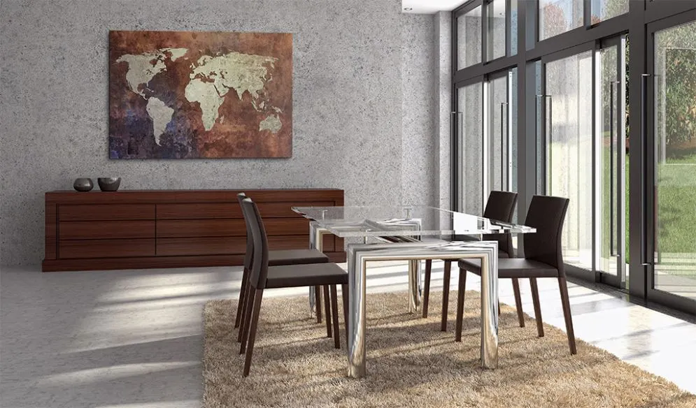 Obraz - Rdzawa mapa świata-2