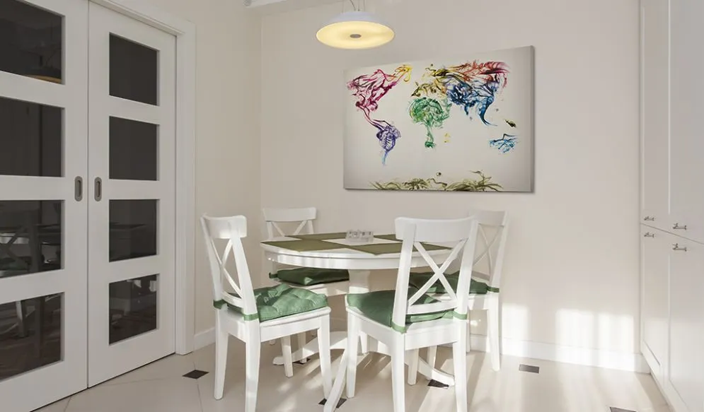 Obraz - Mapa świata - barwne smugi dymu-2