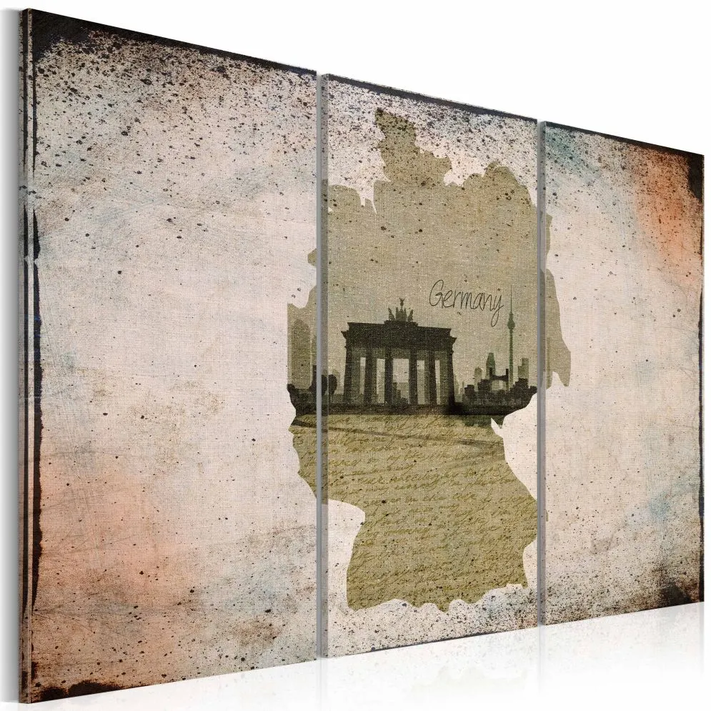 Obraz - map  Germany, Brandenburg Gate - triptych-1