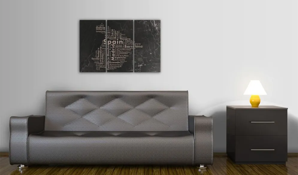 Obraz - Text map of Spain on the blackboard - triptych-2