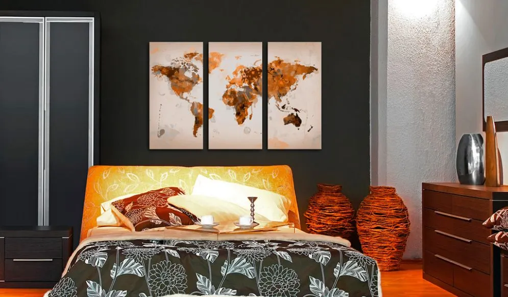 Obraz - Map of the World - Desert storm - triptych-2