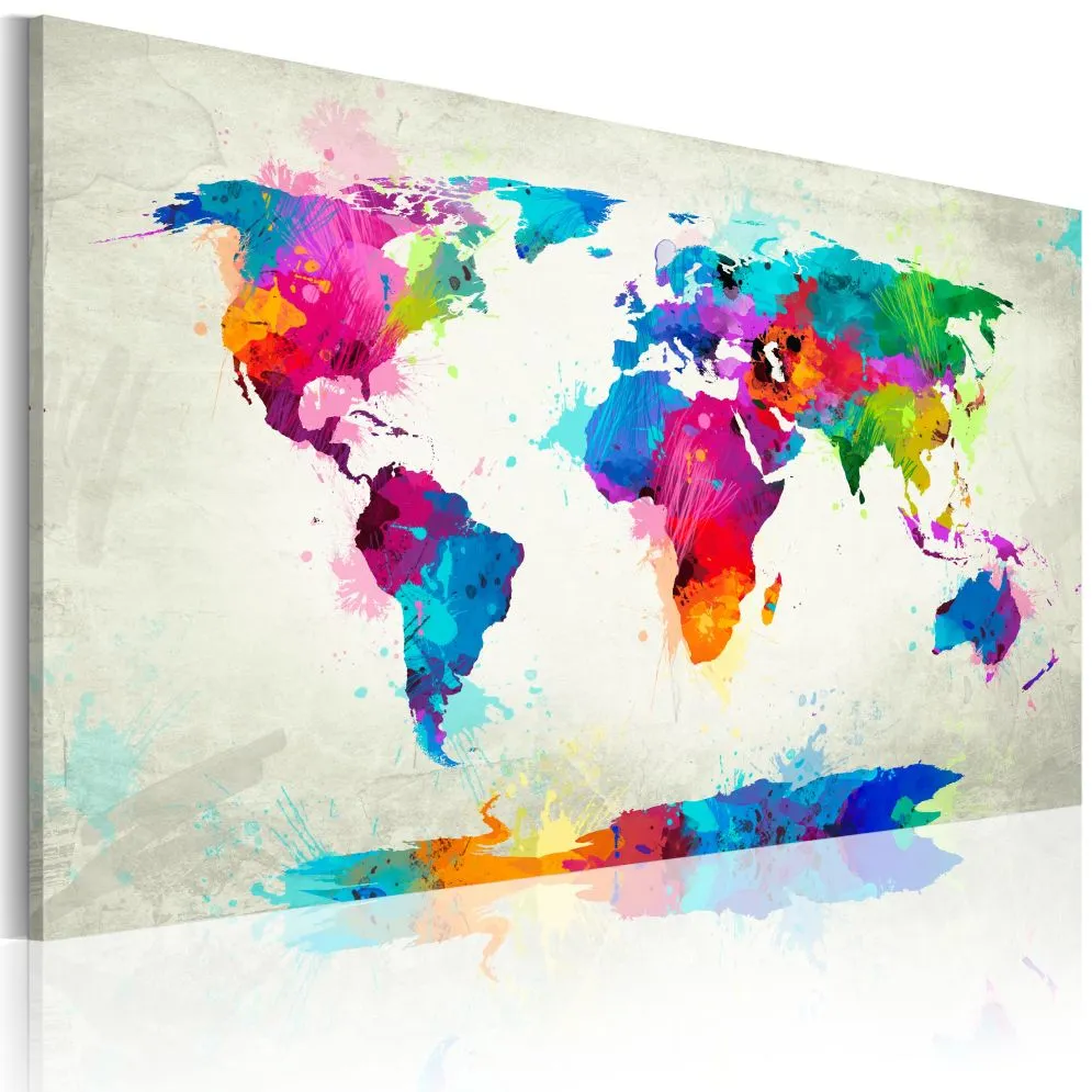 Obraz - Map of the world - an explosion of colors-1