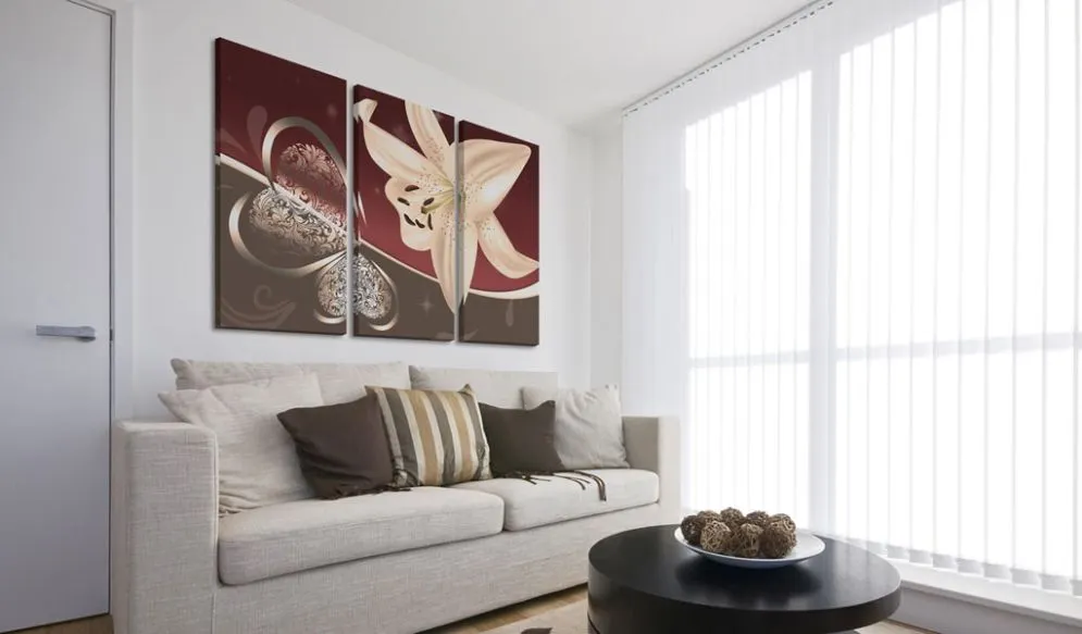Obraz - Abstrakcja z lilią - tryptyk-2